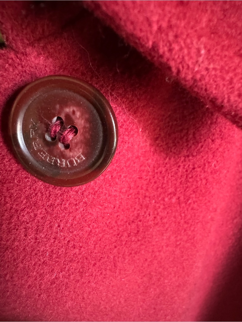 Burberry Red Wool Belted Pea Coat - Picture 9 of 14
